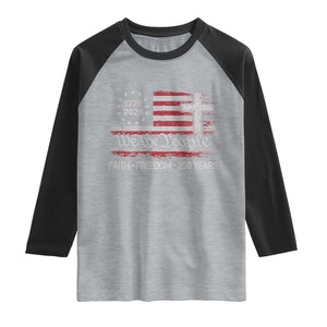Faith Freedom 250 Years Raglan Shirt Christian USA 250th Anniversary TS11 Heather Gray Black Print Your Wear