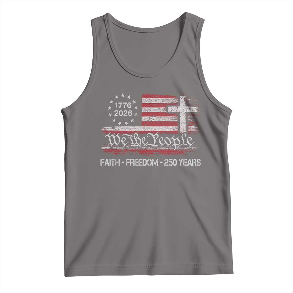 Faith Freedom 250 Years Tank Top Christian USA 250th Anniversary TS11 Deep Heather Print Your Wear