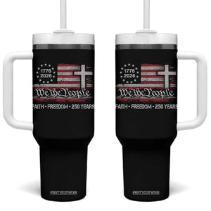 Faith Freedom 250 Years Tumbler With Handle Christian USA 250th Anniversary TS11 One Size: 40 oz Black Print Your Wear