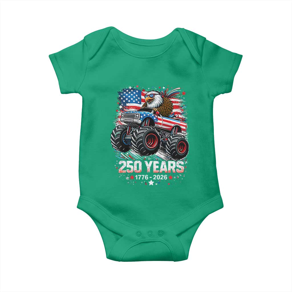 USA 250th Anniversary 250 Years 1776 2026 Monster Truck Eagle Baby Onesie TS11 Irish Green Print Your Wear