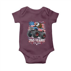 USA 250th Anniversary 250 Years 1776 2026 Monster Truck Eagle Baby Onesie TS11 Maroon Print Your Wear