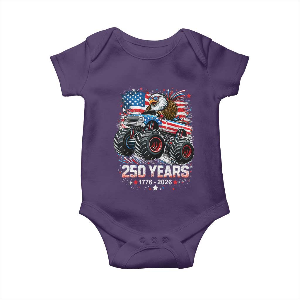 USA 250th Anniversary 250 Years 1776 2026 Monster Truck Eagle Baby Onesie TS11 Purple Print Your Wear