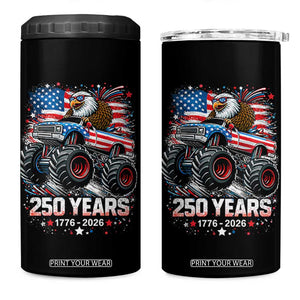 USA 250th Anniversary 250 Years 1776 2026 Monster Truck Eagle 4 in 1 Can Cooler Tumbler TS11 One Size: 16 oz Black Print Your Wear