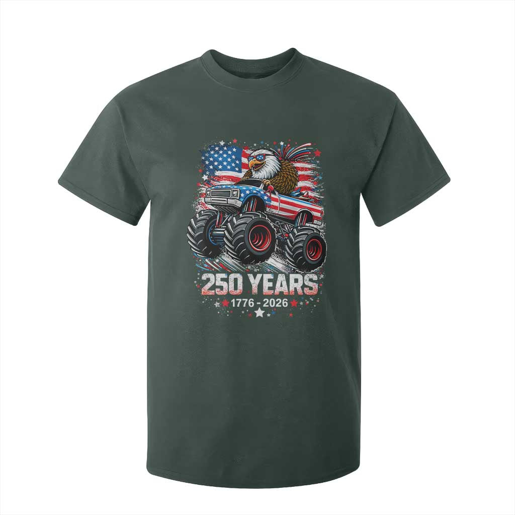 USA 250th Anniversary 250 Years 1776 2026 Monster Truck Eagle T Shirt For Kid TS11 Dark Forest Green Print Your Wear