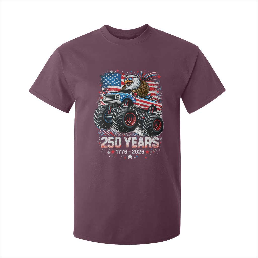 USA 250th Anniversary 250 Years 1776 2026 Monster Truck Eagle T Shirt For Kid TS11 Maroon Print Your Wear