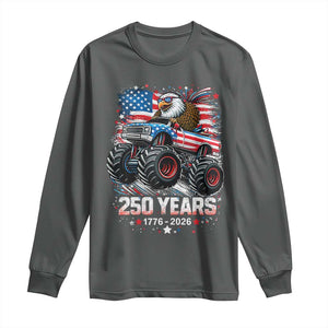 USA 250th Anniversary 250 Years 1776 2026 Monster Truck Eagle Long Sleeve Shirt TS11 Dark Heather Print Your Wear
