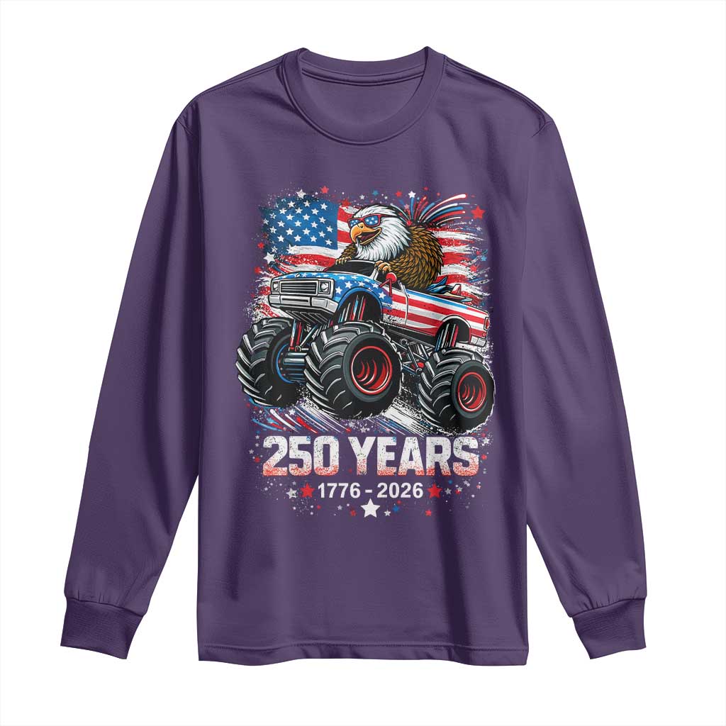 USA 250th Anniversary 250 Years 1776 2026 Monster Truck Eagle Long Sleeve Shirt TS11 Purple Print Your Wear