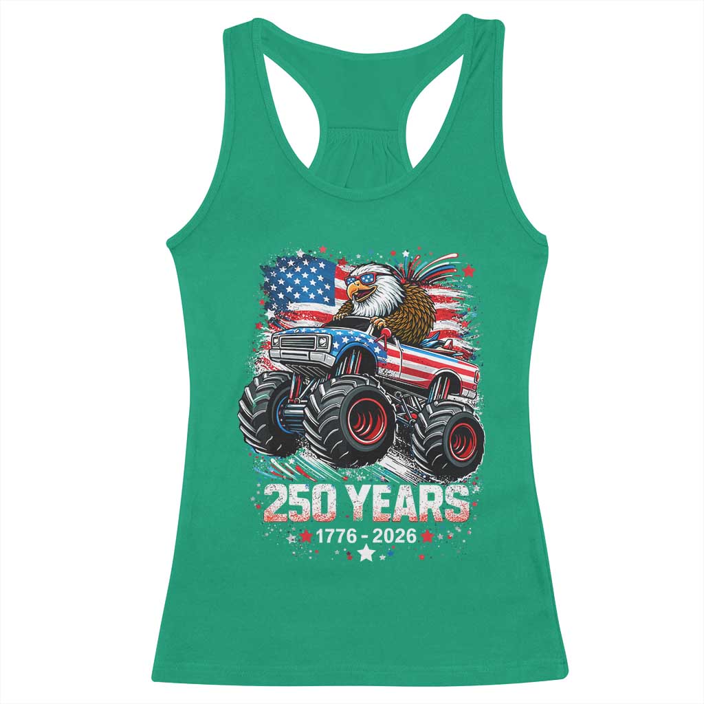 USA 250th Anniversary 250 Years 1776 2026 Monster Truck Eagle Racerback Tank Top TS11 Irish Green Print Your Wear