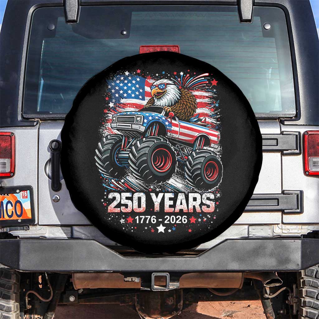 USA 250th Anniversary 250 Years 1776 2026 Monster Truck Eagle Spare Tire Cover TS11 No hole Black Print Your Wear