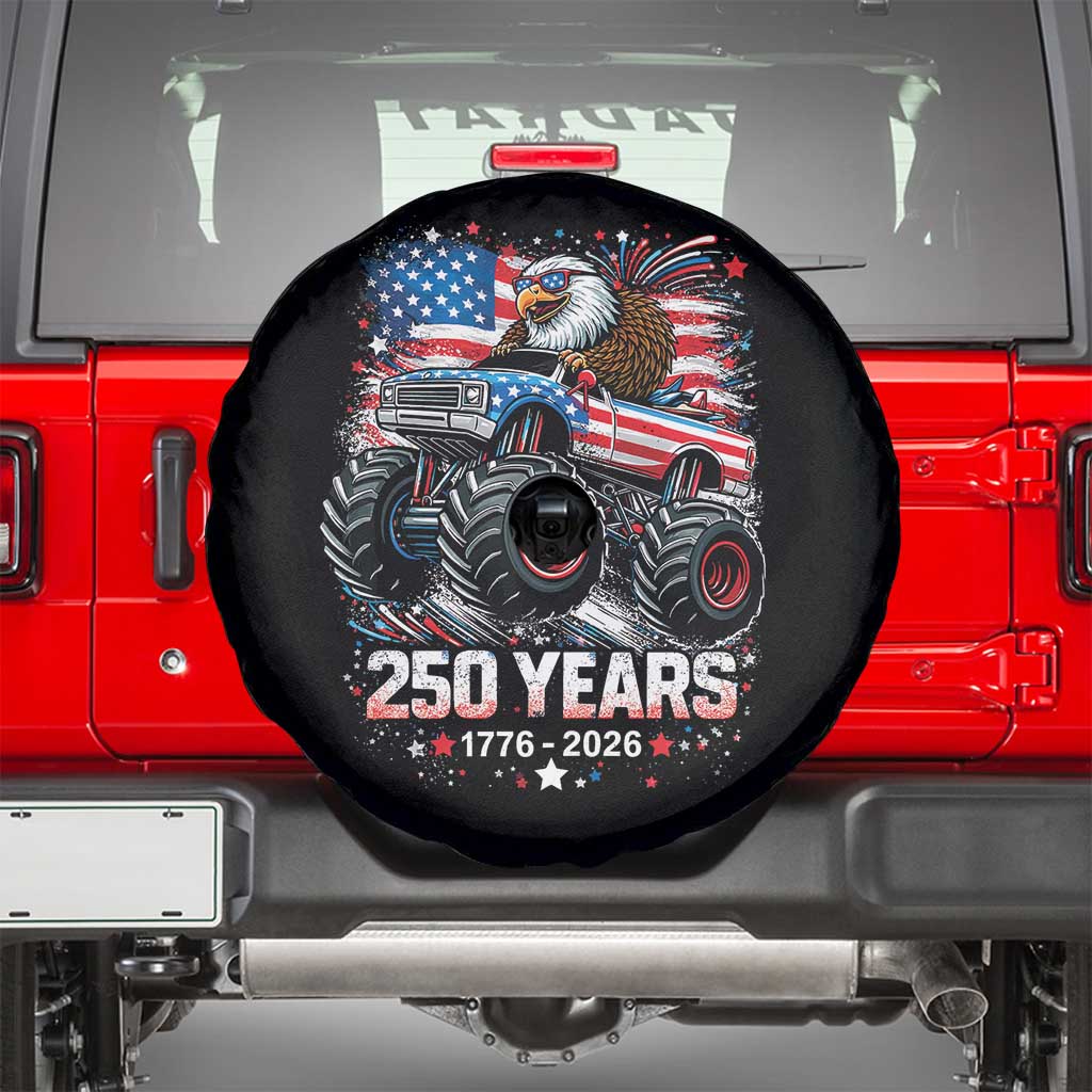 USA 250th Anniversary 250 Years 1776 2026 Monster Truck Eagle Spare Tire Cover TS11 Black Print Your Wear