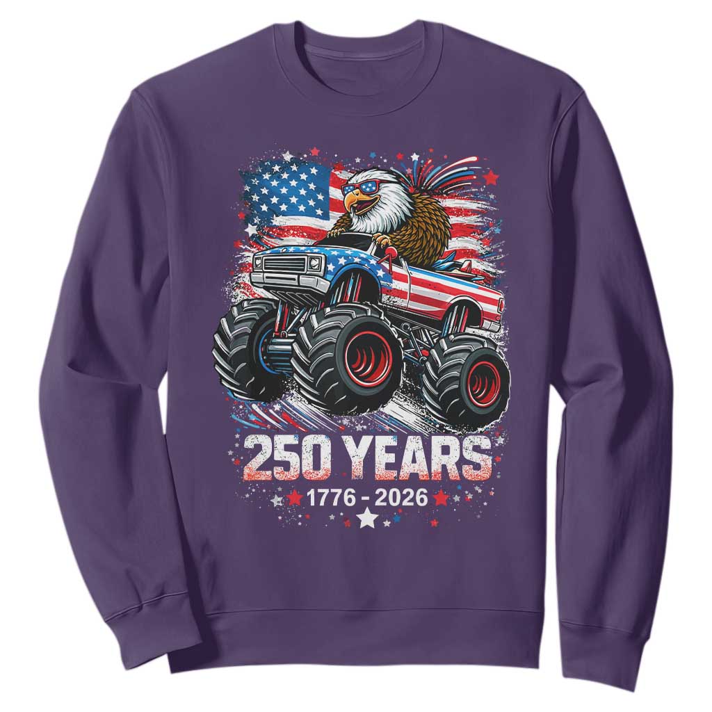 USA 250th Anniversary 250 Years 1776 2026 Monster Truck Eagle Sweatshirt TS11 Purple Print Your Wear