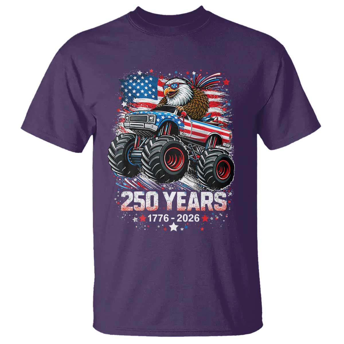 USA 250th Anniversary 250 Years 1776 2026 Monster Truck Eagle T Shirt TS11 Purple Print Your Wear