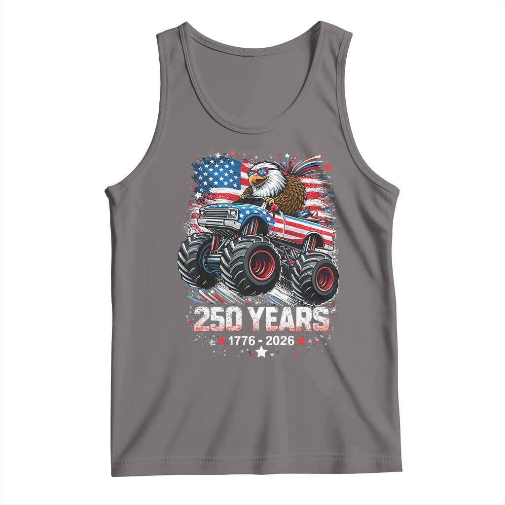 USA 250th Anniversary 250 Years 1776 2026 Monster Truck Eagle Tank Top TS11 Deep Heather Print Your Wear