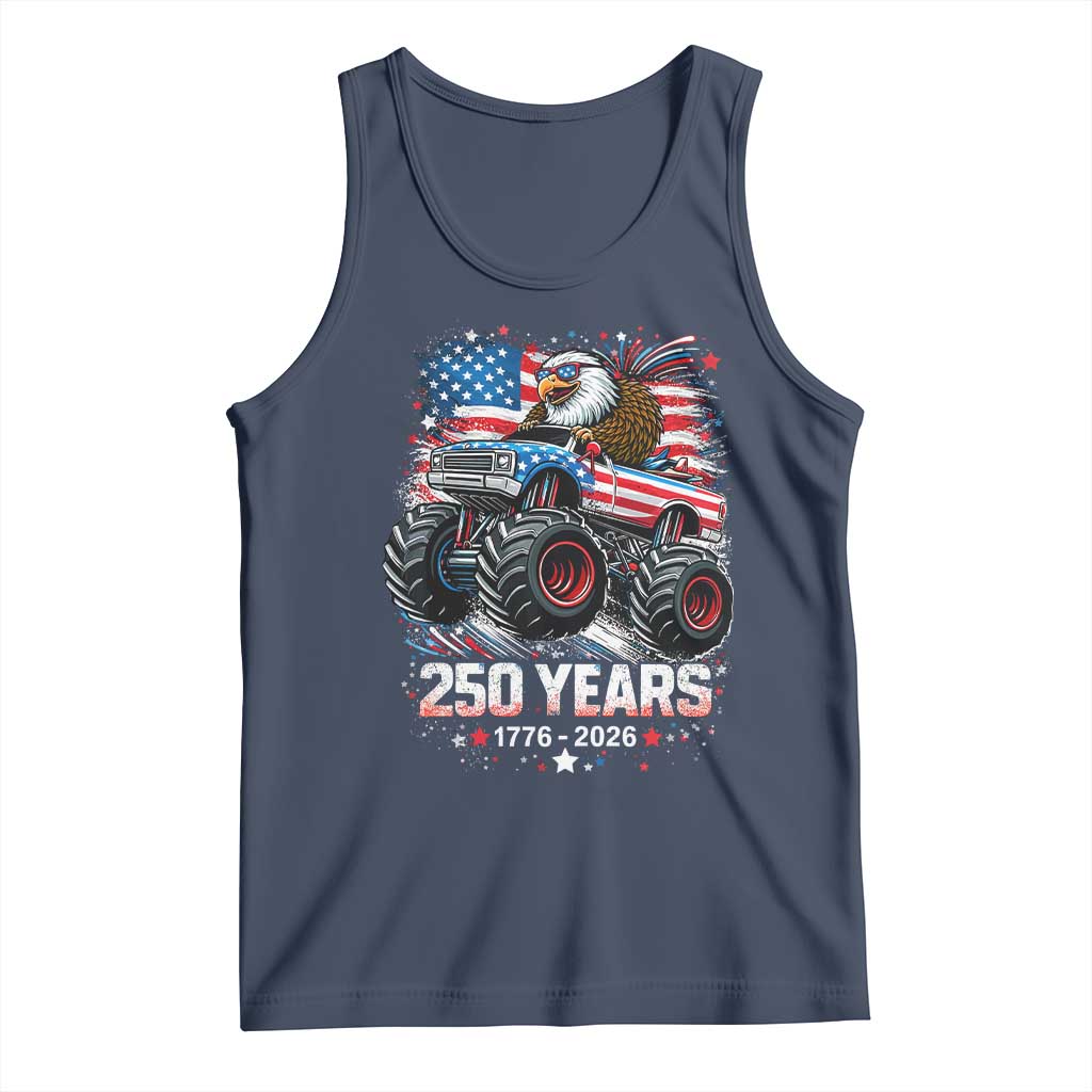 USA 250th Anniversary 250 Years 1776 2026 Monster Truck Eagle Tank Top TS11 Navy Print Your Wear