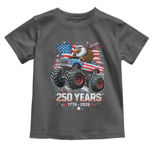 USA 250th Anniversary 250 Years 1776 2026 Monster Truck Eagle Toddler T Shirt TS11 Dark Heather Print Your Wear