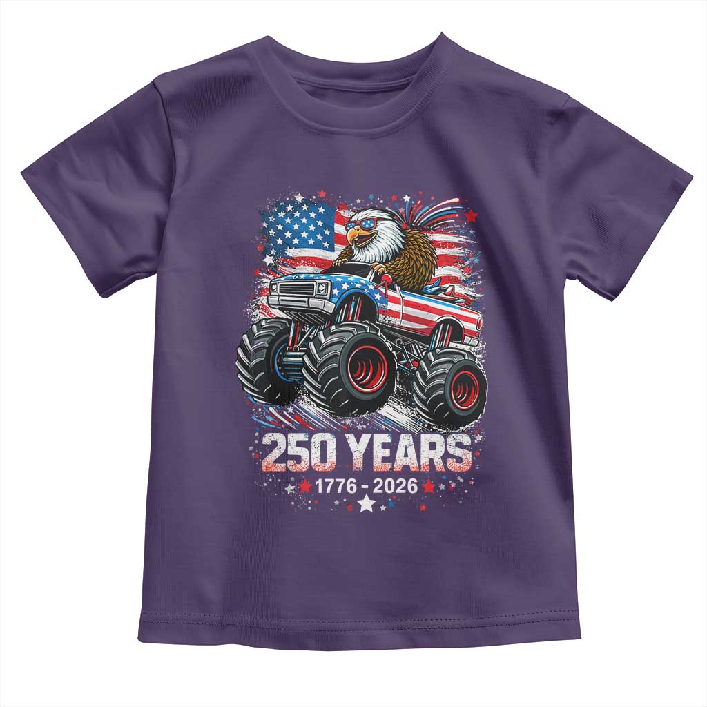 USA 250th Anniversary 250 Years 1776 2026 Monster Truck Eagle Toddler T Shirt TS11 Purple Print Your Wear