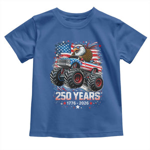 USA 250th Anniversary 250 Years 1776 2026 Monster Truck Eagle Toddler T Shirt TS11 Royal Blue Print Your Wear