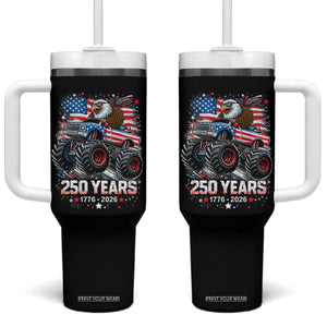 USA 250th Anniversary 250 Years 1776 2026 Monster Truck Eagle Tumbler With Handle TS11 One Size: 40 oz Black Print Your Wear