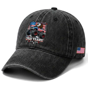 USA 250th Anniversary 250 Years 1776 2026 Monster Truck Eagle Washed Cotton Baseball Cap TS11 Print Your Wear