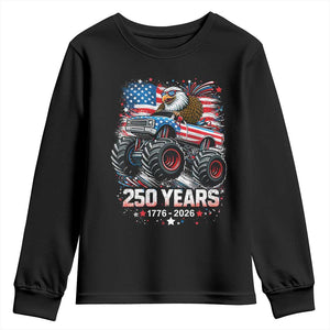 USA 250th Anniversary 250 Years 1776 2026 Monster Truck Eagle Youth Sweatshirt TS11 Black Print Your Wear
