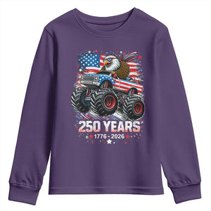 USA 250th Anniversary 250 Years 1776 2026 Monster Truck Eagle Youth Sweatshirt TS11 Purple Print Your Wear
