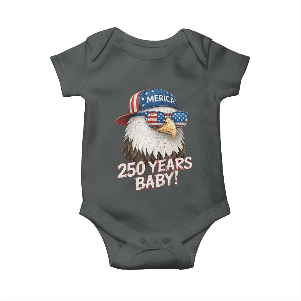 250th Anniversary USA 250 Years Baby Bald Eagle Baby Onesie TS11 Dark Heather Print Your Wear