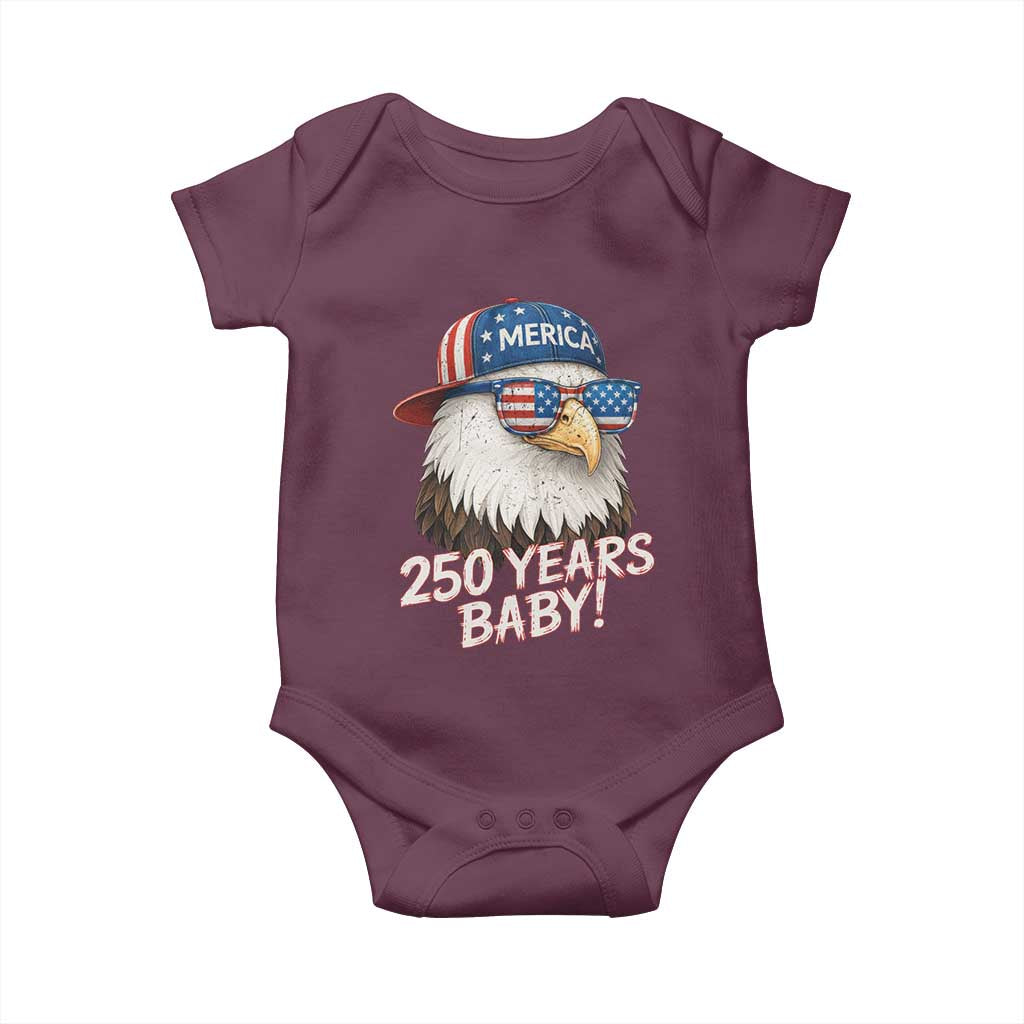 250th Anniversary USA 250 Years Baby Bald Eagle Baby Onesie TS11 Maroon Print Your Wear