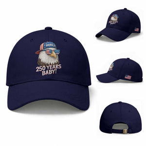 250th Anniversary USA 250 Years Baby Bald Eagle Baseball Cap TS11 Baseball Cap Universal Fit Dark Blue Print Your Wear