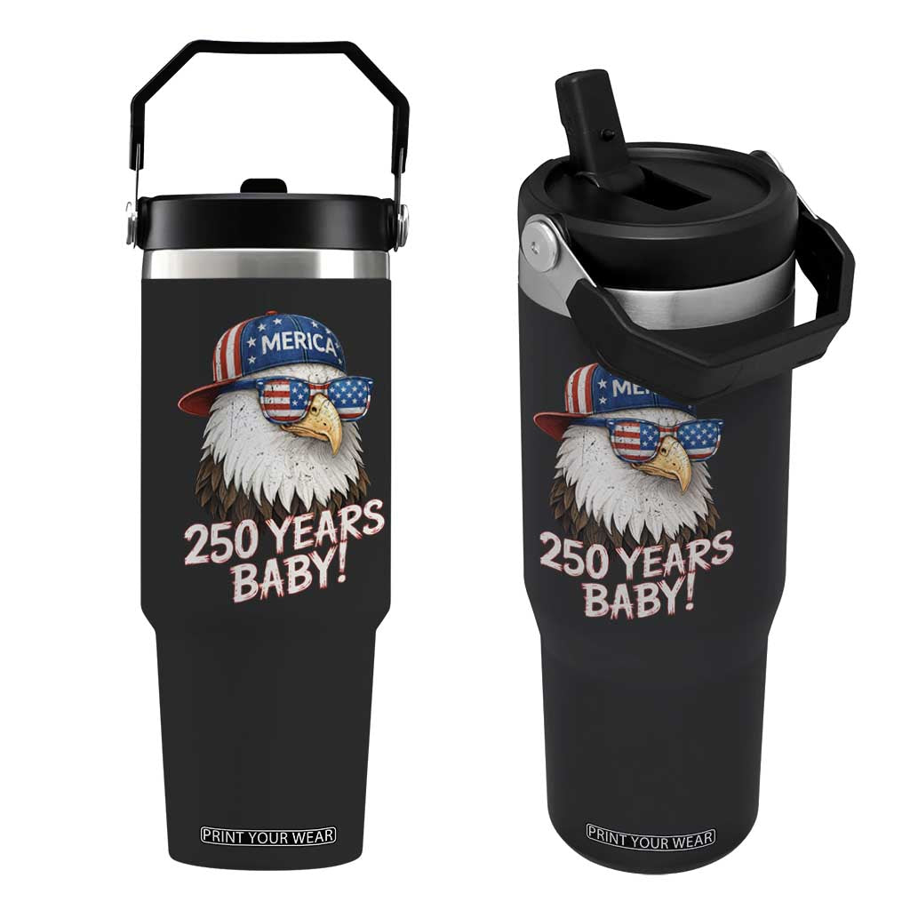 250th Anniversary USA 250 Years Baby Bald Eagle Flip Straw Tumbler TS11 One Size: 30 oz Black Print Your Wear