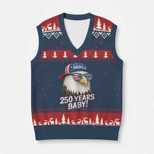 250th Anniversary USA 250 Years Baby Bald Eagle V-Neck Knit Sweater Vest TS11 Navy Red Print Your Wear