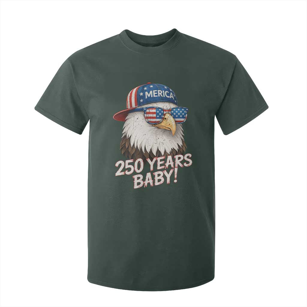 250th Anniversary USA 250 Years Baby Bald Eagle T Shirt For Kid TS11 Dark Forest Green Print Your Wear