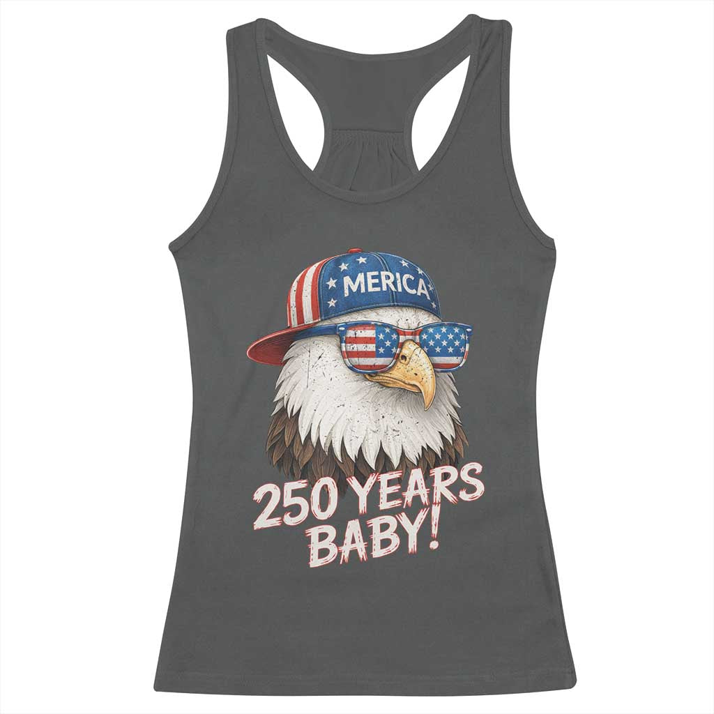 250th Anniversary USA 250 Years Baby Bald Eagle Racerback Tank Top TS11 Dark Heather Print Your Wear