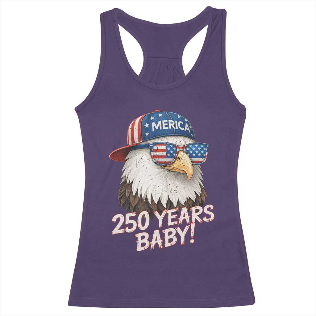 250th Anniversary USA 250 Years Baby Bald Eagle Racerback Tank Top TS11 Purple Print Your Wear
