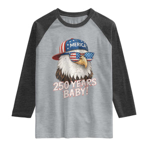 250th Anniversary USA 250 Years Baby Bald Eagle Raglan Shirt TS11 Heather Gray Heather Charcoal Print Your Wear