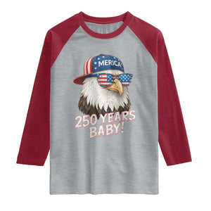 250th Anniversary USA 250 Years Baby Bald Eagle Raglan Shirt TS11 Heather Gray Heather Red Print Your Wear