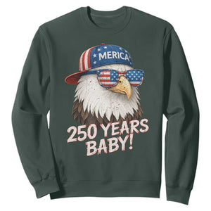 250th Anniversary USA 250 Years Baby Bald Eagle Sweatshirt TS11 Dark Forest Green Print Your Wear