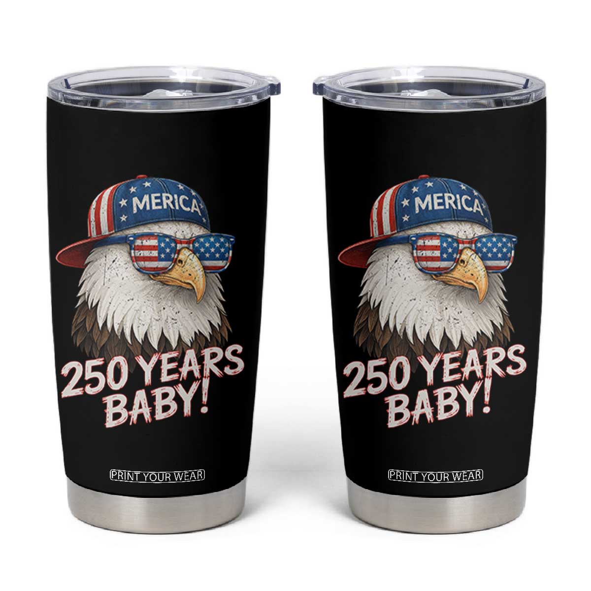 250th Anniversary USA 250 Years Baby Bald Eagle Tumbler Cup TS11 Black Print Your Wear
