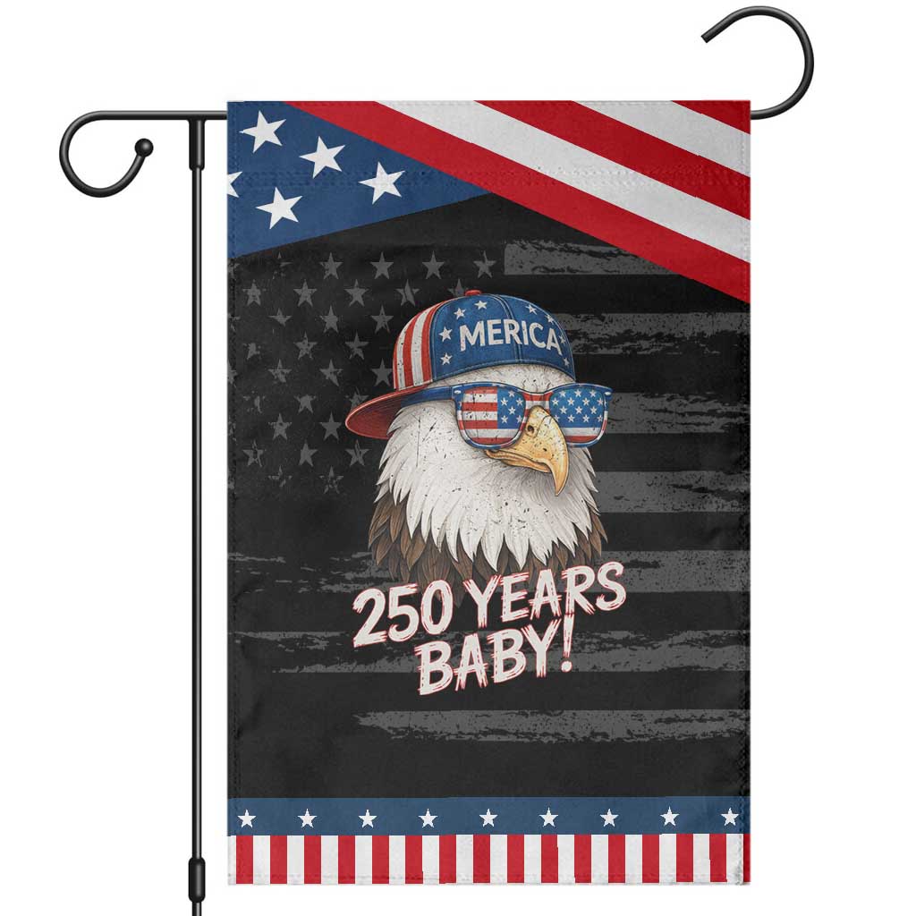 250th Anniversary USA 250 Years Baby Bald Eagle Garden Flag TS11 Distressed Black Blue Print Your Wear