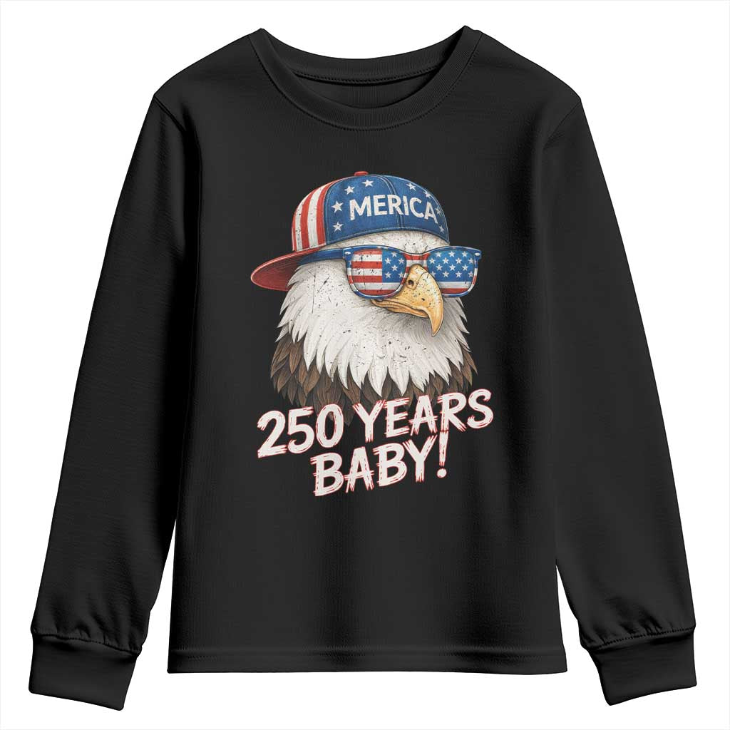 250th Anniversary USA 250 Years Baby Bald Eagle Youth Sweatshirt TS11 Black Print Your Wear