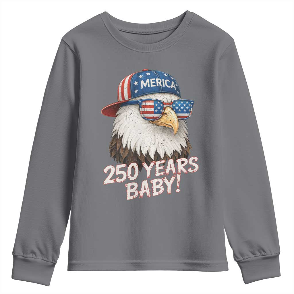 250th Anniversary USA 250 Years Baby Bald Eagle Youth Sweatshirt TS11 Charcoal Print Your Wear