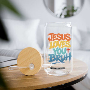 Jesus Loves You Bruh Glass Can Funny Christian Believer Faith God Retro Religious TS11 Print Your Wear