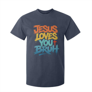 Jesus Loves You Bruh T Shirt For Kid Funny Christian Believer Faith God Retro Religious TS11 Navy Print Your Wear