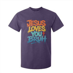 Jesus Loves You Bruh T Shirt For Kid Funny Christian Believer Faith God Retro Religious TS11 Purple Print Your Wear