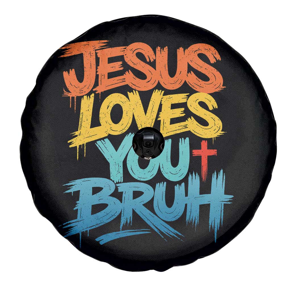 Jesus Loves You Bruh Spare Tire Cover Funny Christian Believer Faith God Retro Religious TS11 Print Your Wear