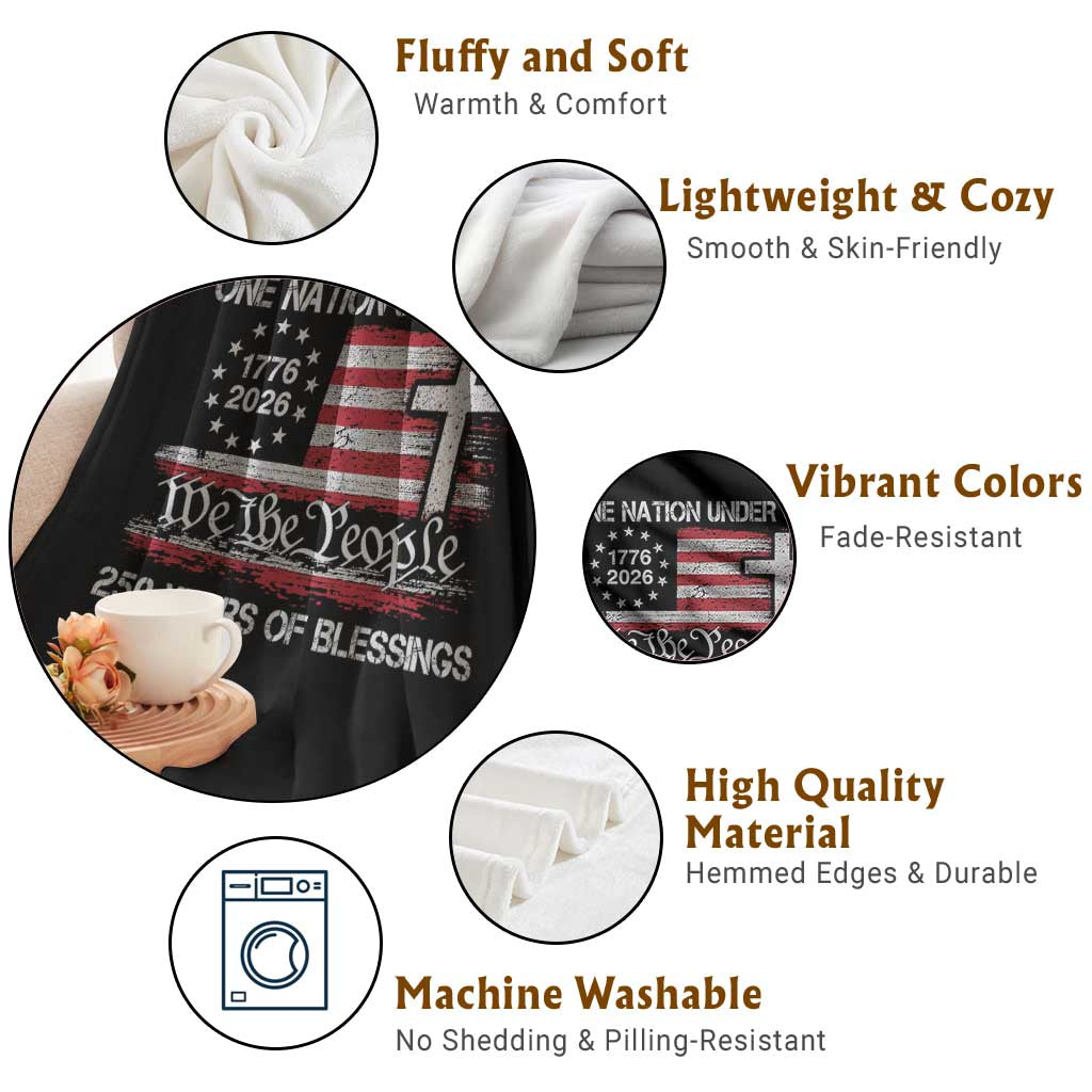 One Nation Under God 250 Years Of Blessing Throw Blanket 250th Faith Anniversary USA TS11 Print Your Wear