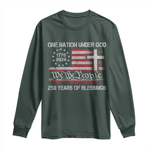 One Nation Under God 250 Years Of Blessing Long Sleeve Shirt 250th Faith Anniversary USA TS11 Dark Forest Green Print Your Wear