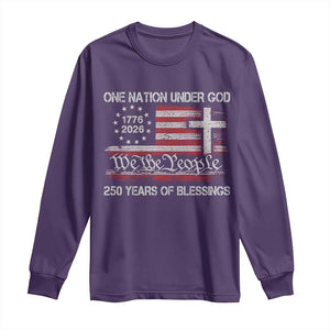 One Nation Under God 250 Years Of Blessing Long Sleeve Shirt 250th Faith Anniversary USA TS11 Purple Print Your Wear