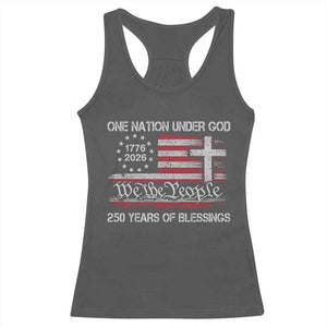 One Nation Under God 250 Years Of Blessing Racerback Tank Top 250th Faith Anniversary USA TS11 Dark Heather Print Your Wear