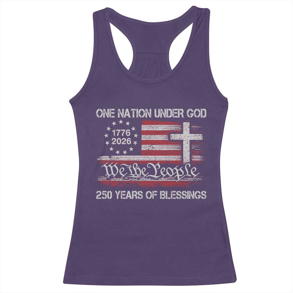 One Nation Under God 250 Years Of Blessing Racerback Tank Top 250th Faith Anniversary USA TS11 Purple Print Your Wear