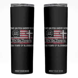One Nation Under God 250 Years Of Blessing Skinny Tumbler 250th Faith Anniversary USA TS11 Black Print Your Wear